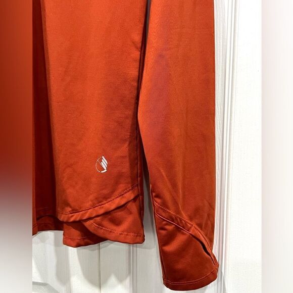 Icyzone Women's orange athletic running track jacket 1/2 zip black mesh back - Picture 4 of 14